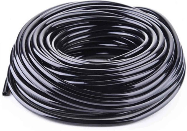 PVC Mikro-Tropfbewässerungsschlauch für Garten und Gewächshaus, Durchmesser: 4 mm / 7 mm, Farbe: Schwarz - Bild 1