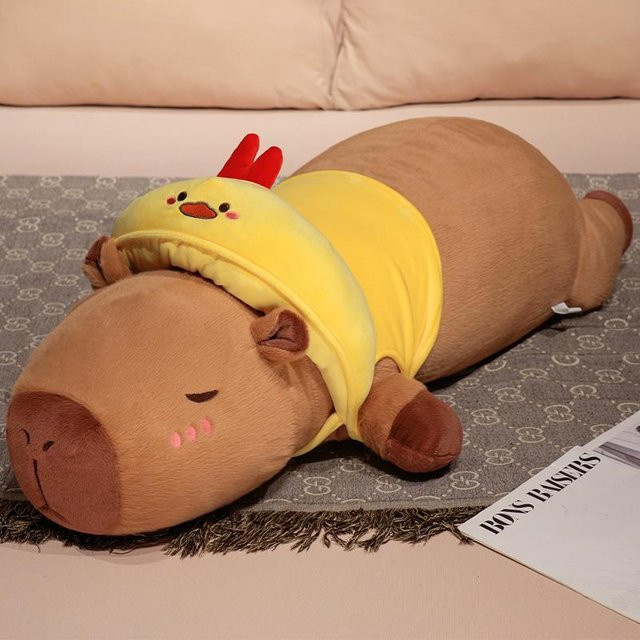 Binchi Fitness Capybara Plüschtier Kissen, Dinosaurier, Rosa Pink, Braun, ab 14 Jahren - Bild 1