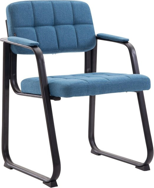 TPFLiving Besucherstuhl Canam mit Stoffbezug und Metallgestell in Blau und Schwarz matt - Bild 1