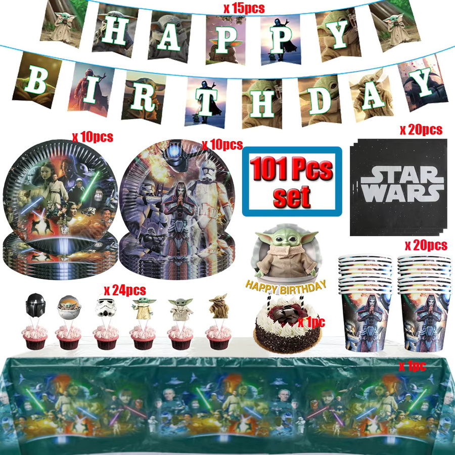 Hasbro Star Wars Einweggeschirr Set mit Yoda Motiv in Multicolor für Kindergeburtstag und Party Deko - Bild 2