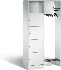 C+P Offene Garderobe Serie 8070 in Lichtgrau mit Garderobenstange und Zylinderschloss, H: 195,0 cm, B: 96,0 cm, T: 48,0 cm - Bild 1