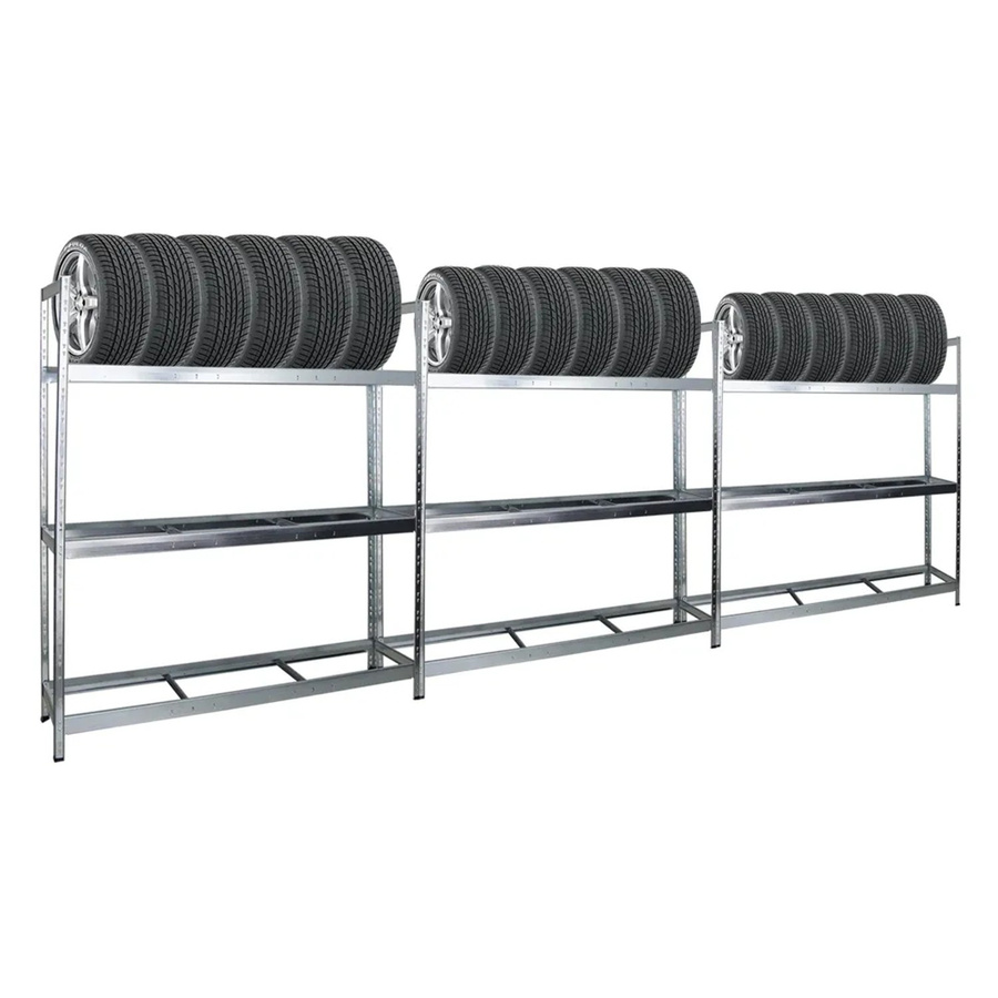 PROREGAL Reifenregal Tiger XL 3er Set, verzinkt und pulverbeschichtet, Farbe Silber, H x B x T: 200 x 180 x 45 cm - Bild 2