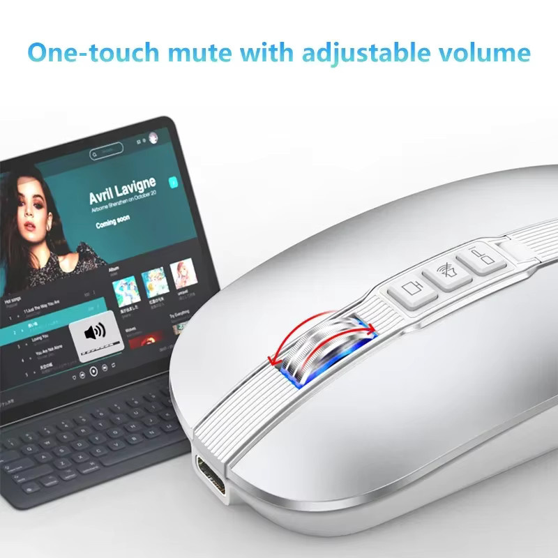Lenovo Dual-Modus-Maus mit Bluetooth und USB-C-Aufladung, geräuschlos und ultradünn, für Laptop und Tablet, erhältlich in Grau oder Weiß - Bild 4