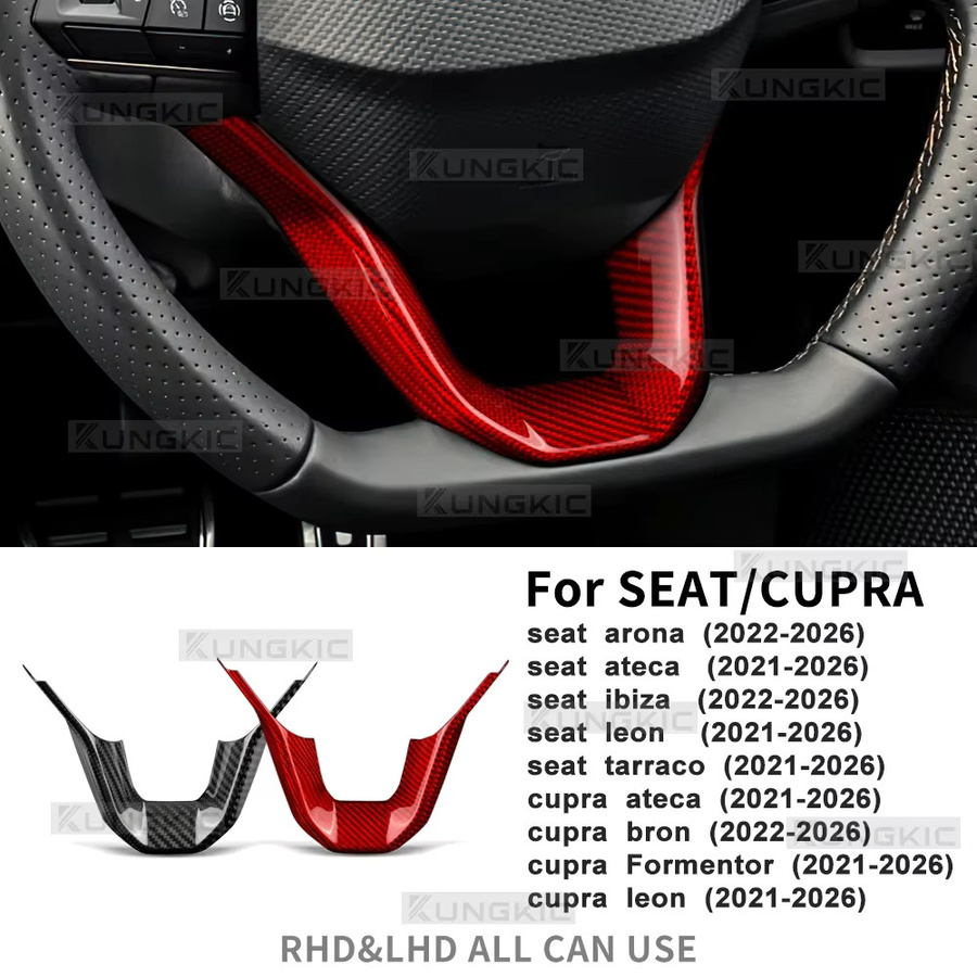 KUNGKIC Kohlefaser-Verkleidung für Seat Ateca, Ibiza, Leon, Tarraco und Cupra Formentor, Ateca, Born, Leon (2021-2026), Lenkradunterseite, Schwarz - Bild 4