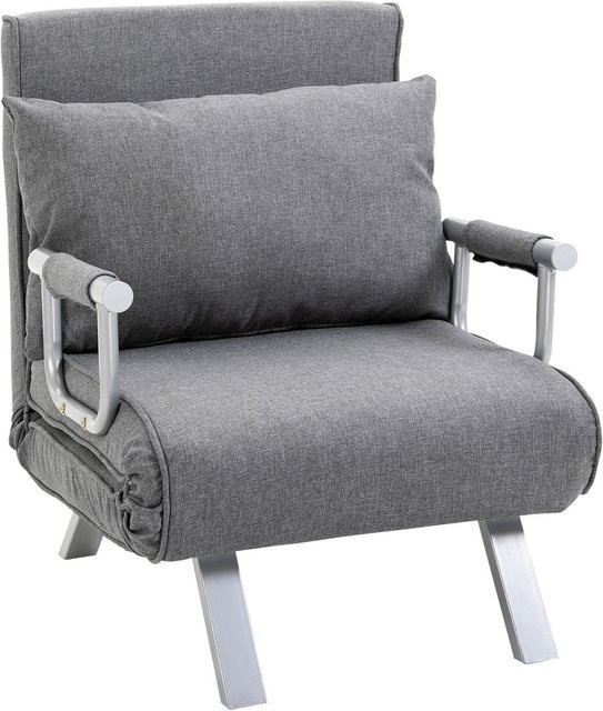 HOMCOM 3-in-1 Multifunktions-Schlafsofa als Schlafsessel mit Armlehnen, Grau, B: 65 cm, T: 69 cm, H: 80 cm - Bild 1