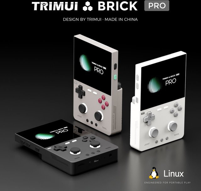 Trimui Brick Pro Tragbare Retro-Spielekonsole mit 3,95 Zoll IPS-Display in Grau - Bild 1