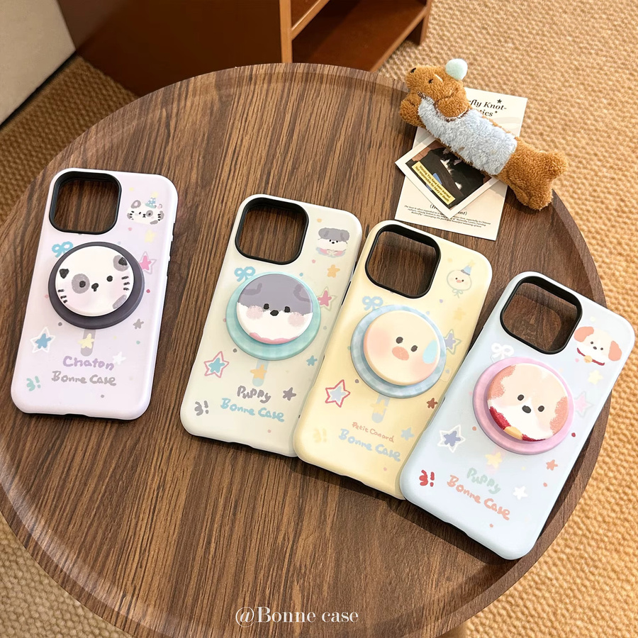 MUQGEW Magnetische Handyhülle mit Koreanischem Sterne- und Cartoon-Tier-Design für iPhone 11 bis iPhone 17 Pro Max, Stoßfeste Hardcover Hülle, Multicolour - Bild 3