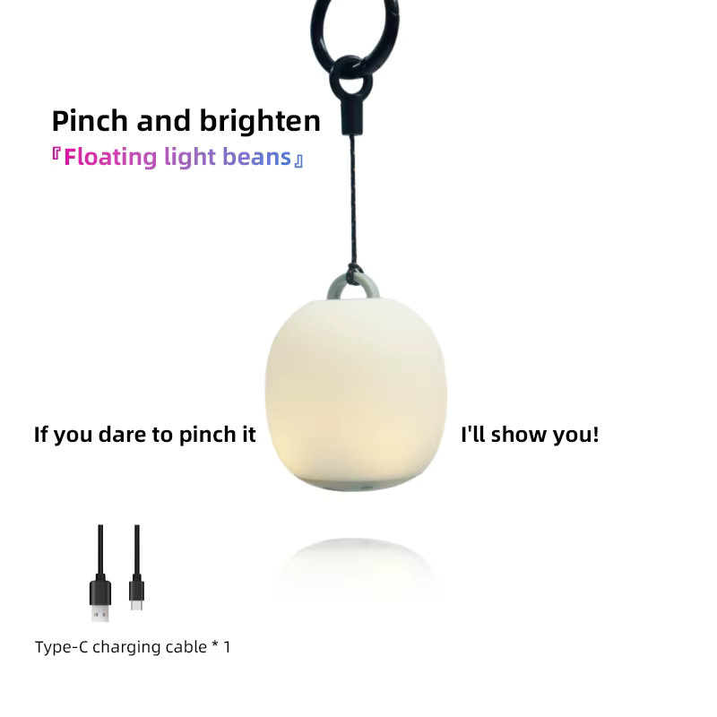 Eiförmiges Silikon-Campinglicht in Weiß mit warmweißem Licht und Touch-Bedienung via USB - Bild 3