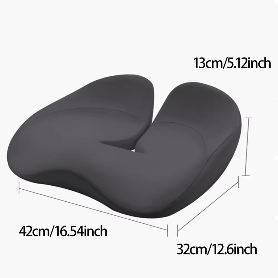 Ergonomisches Memory-Schaum Sitzkissen in Grau mit Konturform und Keilform zur Entlastung der Hüfte - Bild 2