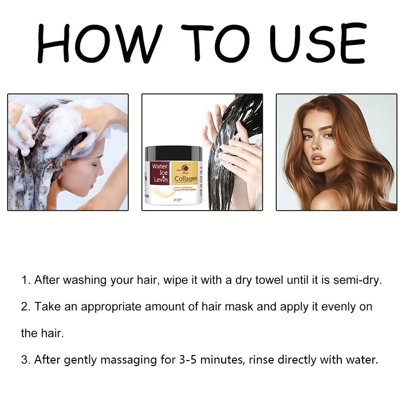 Water Ice Levin Haarmaske mit Kollagen, Hyaluronsäure und Keratin, 100 g - Bild 6
