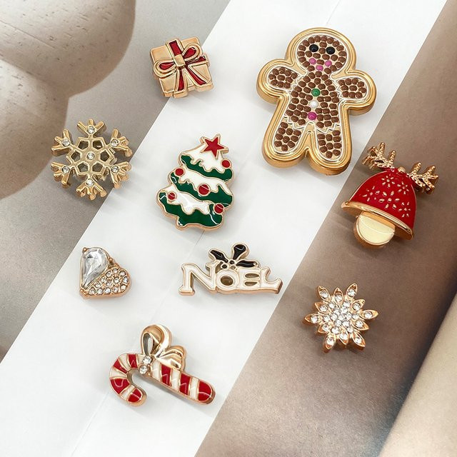 9 Stück Schuhanhänger, Weihnachtsstil, wasserdicht, ABS - Bild 1