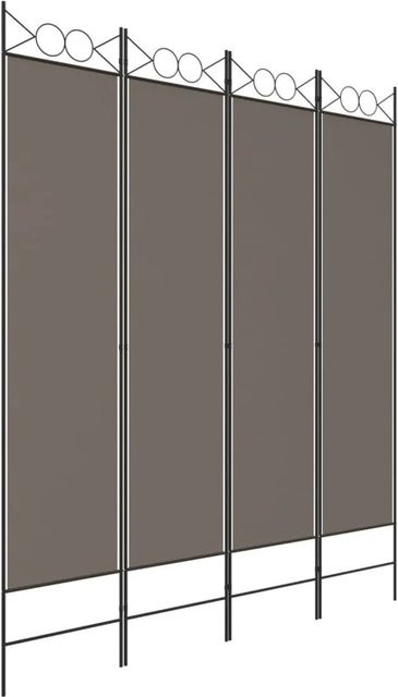 vidaXL Paravent 4-teilig Anthrazit aus Stoff und Eisen B: 160 cm, H: 200 cm - Bild 1