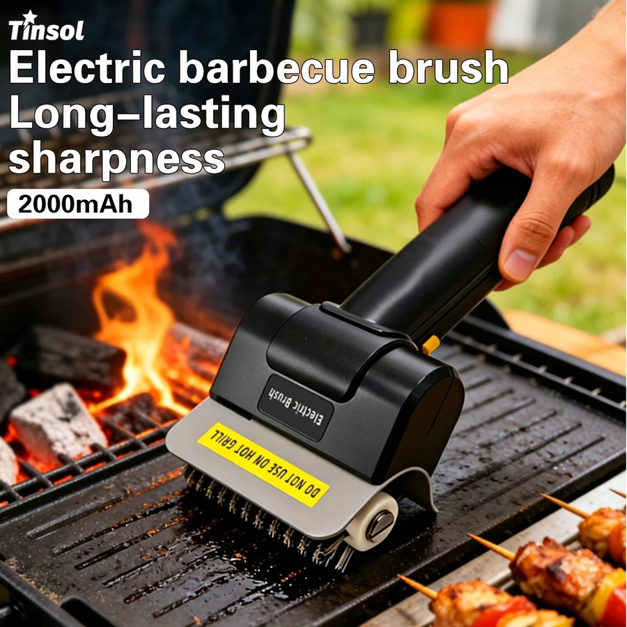 TINSOL Elektrische Edelstahl-Grillbürste, wiederaufladbare kabellose Reinigungsbürste in Schwarz - Bild 2