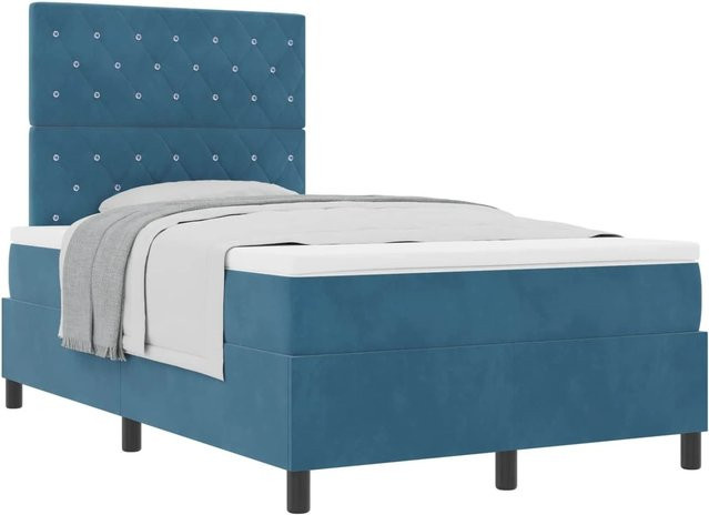 vidaXL Boxspringbett mit Matratze und Taschenfederkern in Dunkelblau, B/T/H: 120 x 200 x 280 cm - Bild 1