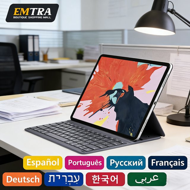 EMTRA Magic Keyboard Magnetisch für iPad Air 6 11 Zoll und iPad Pro 11 sowie 12,9 Zoll, Kabellose Tastatur und Hülle mit Ständer in Schwarz oder Grau - Bild 1