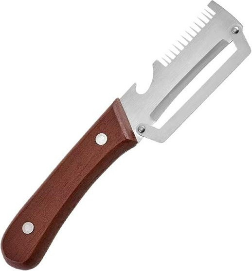 Multifunktionaler 3-in-1 Gemüseschäler mit Holzgriff und Flaschenöffner in Weiß von YULIN - Bild 1