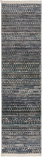 Flair Rugs Kurzflorteppich Camino Blau mit Fransen, B/T: 60 x 230 cm - Bild 1
