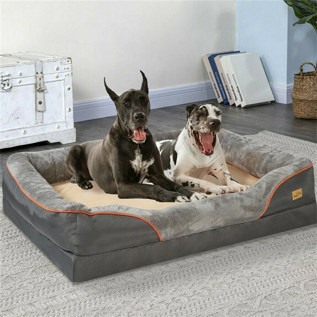 BORWART Orthopädisches Hundebett mit Memory-Schaum in Grau mit abnehmbarem Bezug - Bild 1