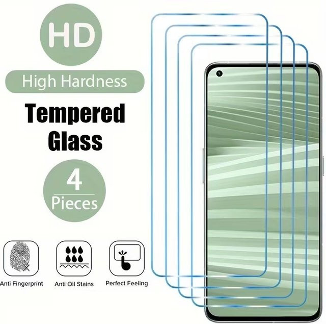 4er-Pack Displayschutzfolie aus gehärtetem Glas für Realme Neo7, Note 60X, 60, 50 und 70, 70T in Transparent - Bild 1