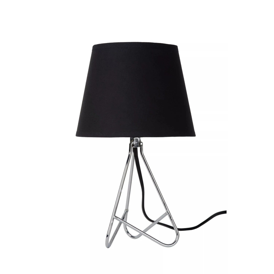 Licht-Erlebnisse Tischlampe in Schwarz und Chrom aus Metall und Stoff für E14, Höhe: 30 cm - Bild 2