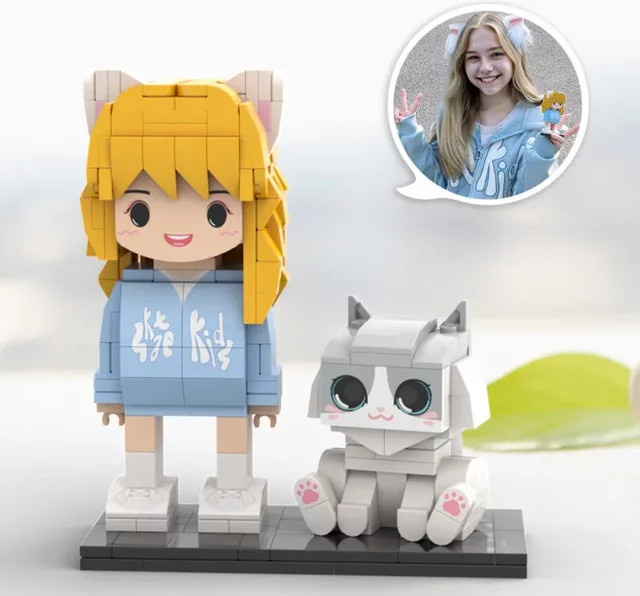 GOBRICKS Ziegelfiguren mit Katze, Spielzeug, Kunststoff, Bunt / Mehrfarbig - Bild 1