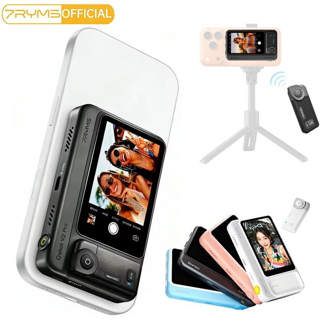 7RYMS Qshot V2 Pro Kabelloser Magnetischer Selfie-Monitor in Pink mit Lautsprecher, Fernbedienung und 4K/60fps Ausgang für dein Smartphone Vlog-Streaming - Bild 1
