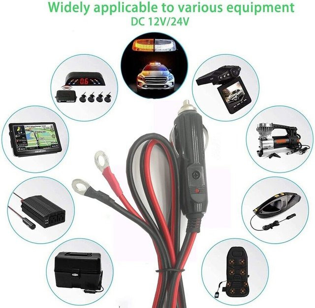ALLOYSEED Zigarettenanzünder-Adapter Auto-Stecker mit 50 cm Kabel für 12-24V Stromversorgung - Bild 1