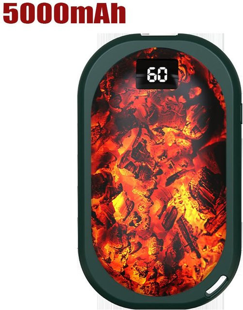 TOMTOP 2-in-1 Tragbare Handwärmer und Powerbank mit 5000mAh, einstellbare Temperatur, USB-C, Grün - Bild 1