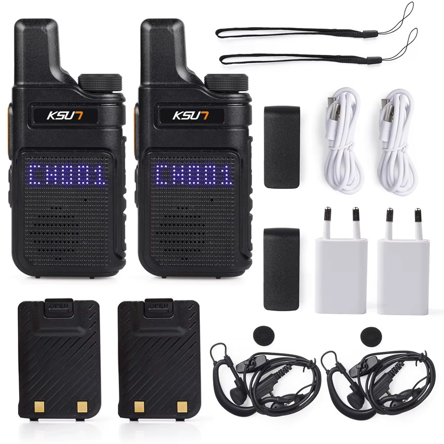 Ksut PMR446 Walkie Talkie Set, 2 Stück tragbare Zwei-Wege-Funkgeräte in Schwarz - Bild 5