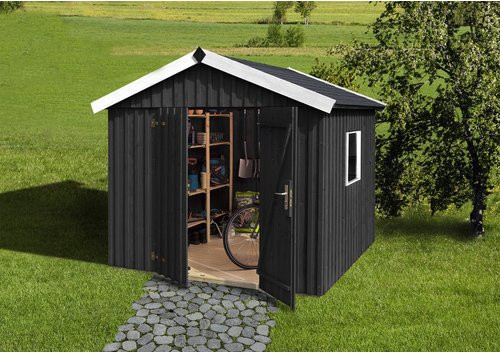 WEKA Schwedenhaus Gartenhaus Gr. 3 aus Holz in Grau, B/H/T: 277 x 230 x 246 cm - Bild 3