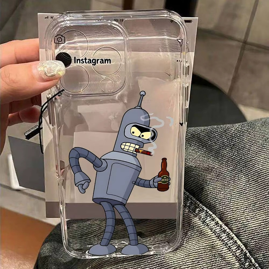 Transparente Futurama Cartoon Handyhülle für iPhone 11 bis iPhone 17 Pro Max Mini Plus, stoßfeste weiche Schutzhülle - Bild 5