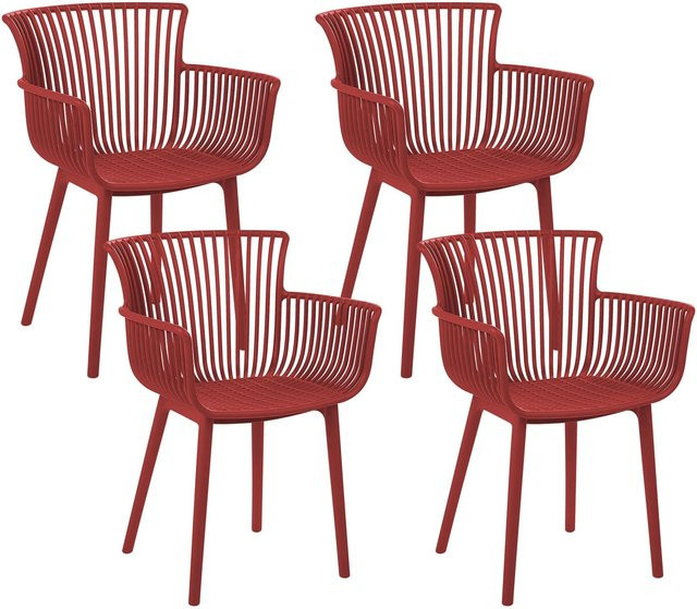 Beliani Esszimmerstuhl in Rot im Retro-Design, B/T/H: 45 x 52 x 84 cm - Bild 1