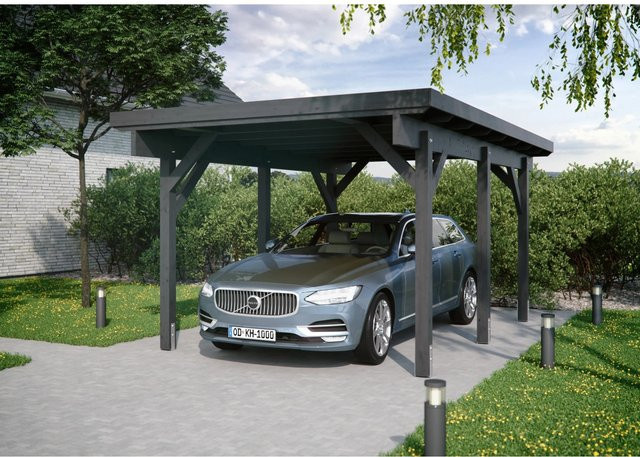 Kiehn-Holz Einzelcarport KH 301 aus Fichtenholz mit Stahl-Dacheindeckung in Anthrazit, B/T: 344 cm x 504 cm - Bild 1