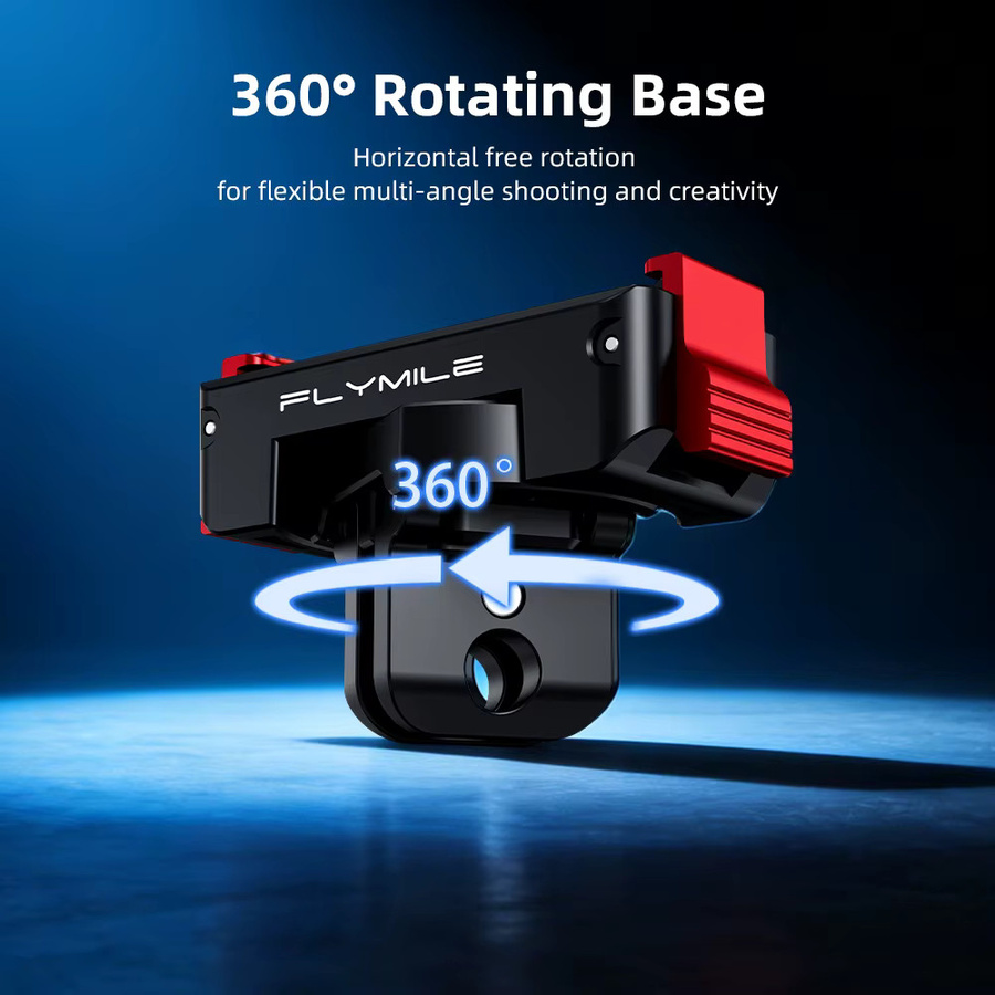 Flymile Action 5 Pro Magnetische Schnellwechselbasis mit Doppelklauen-Halterungsadapter und 1/4 Zoll Schraubenloch für DJI OSMO 360 Zubehör in Schwarz - Bild 4