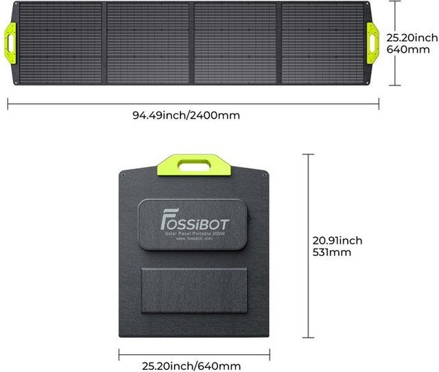 FOSSIBOT Solarpanel SP200-200W faltbar in Schwarz mit hoher Effizienz und Wasserbeständigkeit - Bild 1