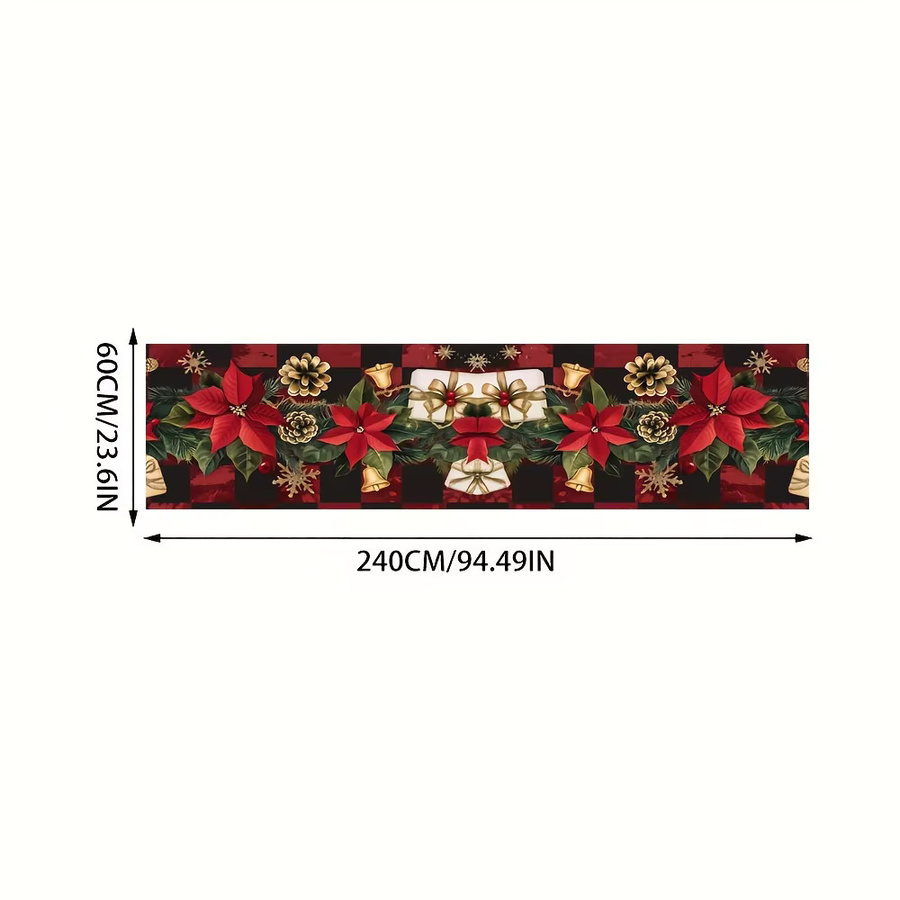 VIKAMA Weihnachts-Flurläufer aus Kristall-Samt in Rot Kariert, Dekorativer Teppich für Wohnzimmer und Flur, Breite: 50 cm, Tiefe: 120 cm - Bild 4