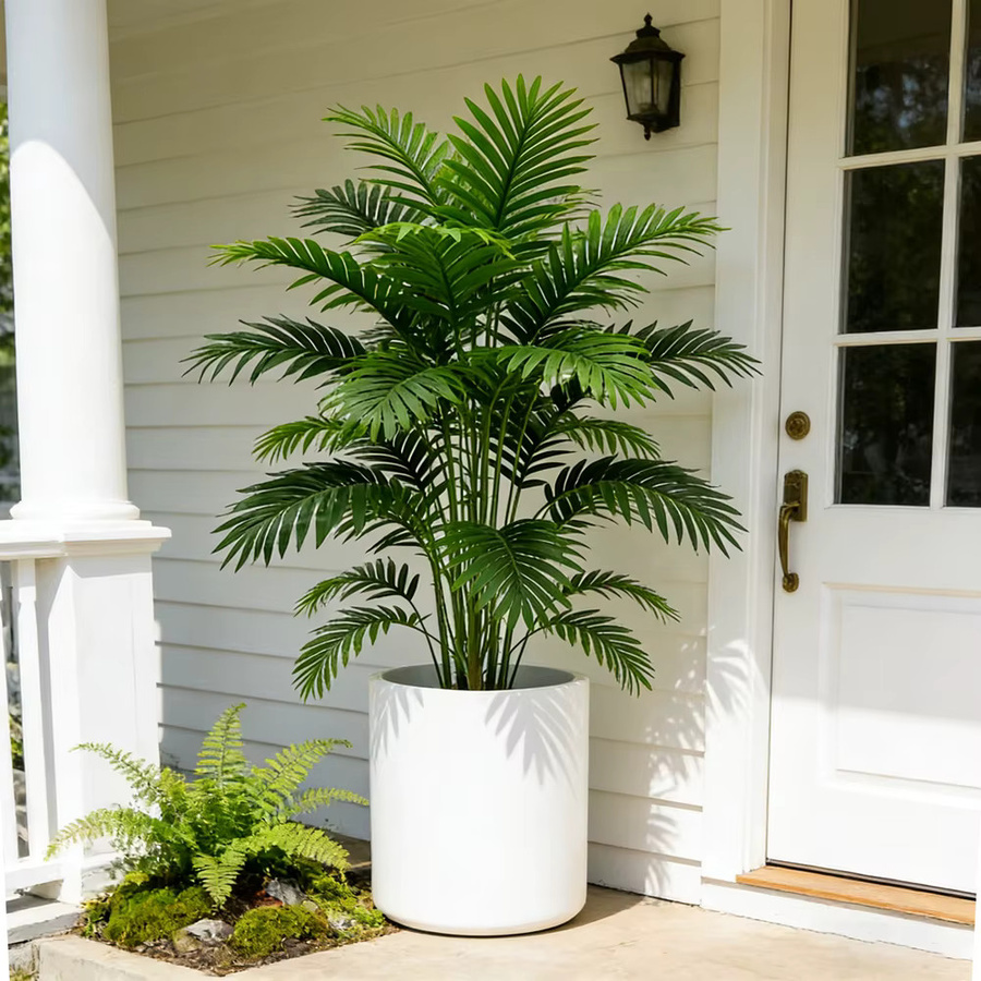 Künstliche Palme von Kmitang in Grün mit Monstera- und Kokosnussblättern aus Kunststoff, Höhe: 60 cm - Bild 3