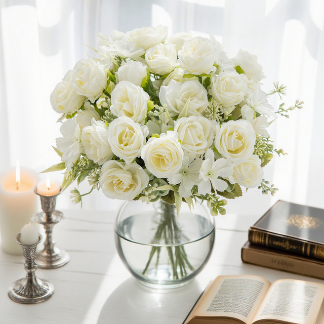 ZQCY Künstliche Blumen Bestickte Kugeln in Weiß für Hochzeitskranz und Dekoration - Bild 1