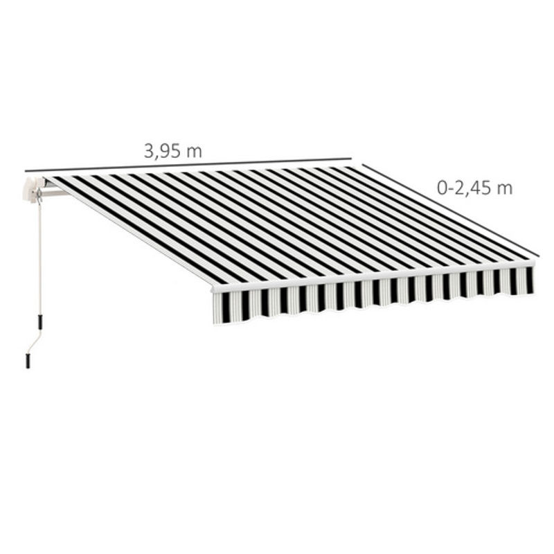 Outsunny Gelenkarmmarkise mit Handkurbel aus Aluminium und Polyester in Weiß-Blau, B/T/H: 245 x 395 x 350 cm - Bild 3