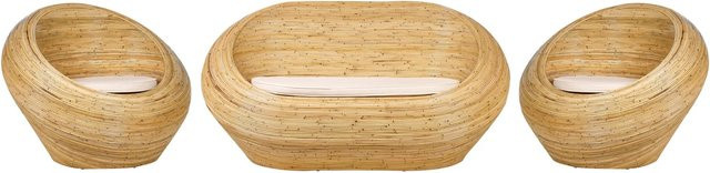 Beliani Sitzgruppe MAIORI aus Polyrattan in Beige mit Polsterkissen im Boho-Stil - Bild 1