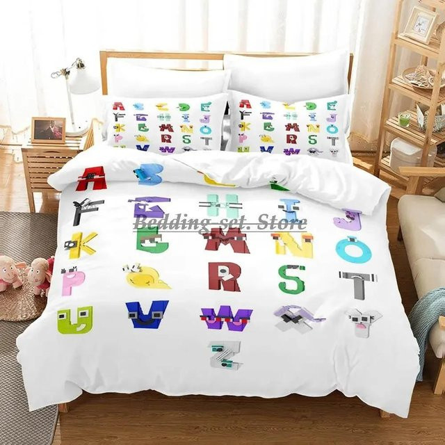 Alphabet Lore Bettwäscheset aus Mikrofaser mit Motiv, Weiß, B/H: 140 x 210 cm - Bild 1