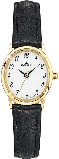 Dugena Damenuhr, Analoguhr, Quarz, Edelstahl, Leder, Weiß, Gold - Bild 1
