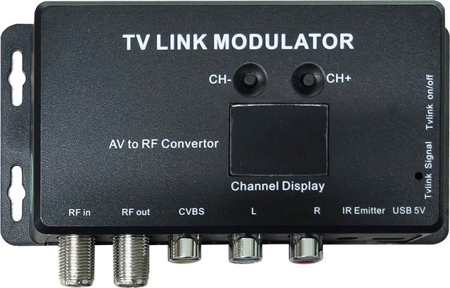 Tuoying AV zu RF TV Link Modulator mit IR-Fernbedienung Range Extender für analoges TV in Schwarz - Bild 1