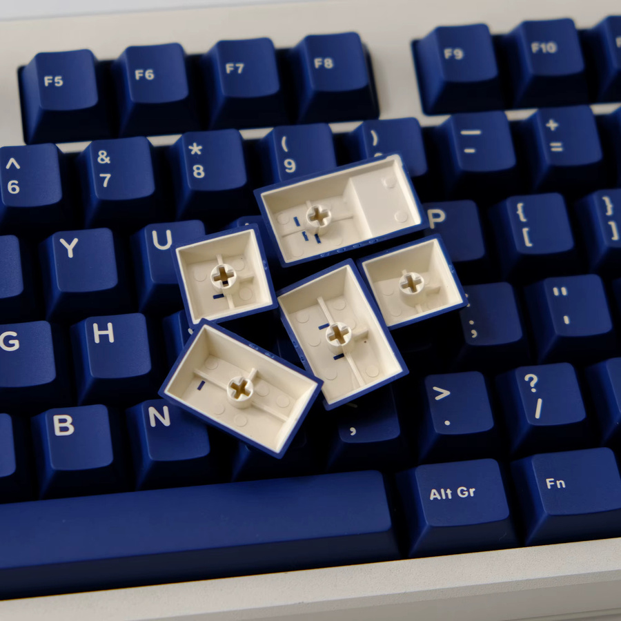 FSWHBY Double Shot PBT Tastenkappen im Cherry Profil für mechanische Tastaturen mit Cherry MX Switches, 114 Tasten, Dunkelblau - Bild 2