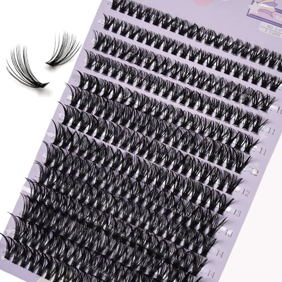JIEFUXIN Wimpern Cluster 40D, 0,07 mm, 9–16 mm Mix - Bild 5