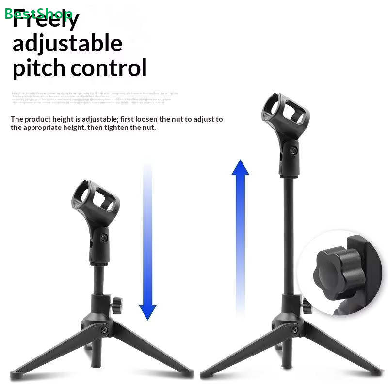 YIBAR Desktop-Mikrofon-Stativständer in Schwarz, verstellbarer Mini-Mikrofonhalter mit rutschfesten Füßen für Live-Streaming, Aufnahmen und Karaoke - Bild 2