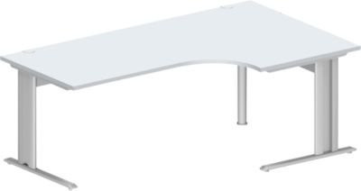 Schäfer Shop Pure Winkelschreibtisch PLANOVA BASIC mit C-Fuß und Kabelkanal, lichtgrau/weißalu, B: 200 cm, T: 120/80 cm, H: 71,7 cm - Bild 1