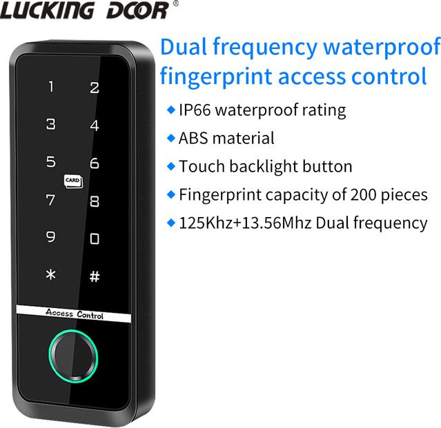 LUCKING DOOR Outdoor Zugangskontroll-Tastatursystem-Kit in Schwarz mit RFID, NFC und wasserdichter Funktion für Magnetschloss oder Schlagschloss - Bild 1