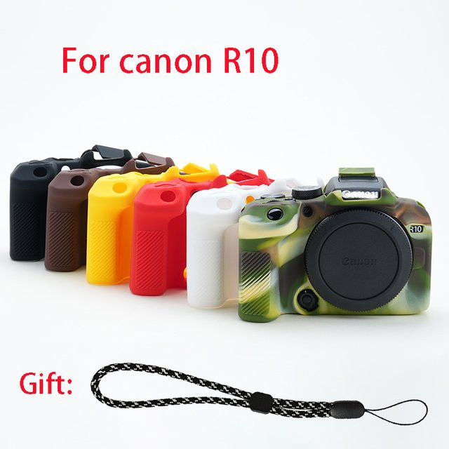 JAOUCAM Silikon-Kameratasche für Canon EOS R10 in Gelb und Multicolour, stoßfeste und kratzfeste Schutzhülle - Bild 1