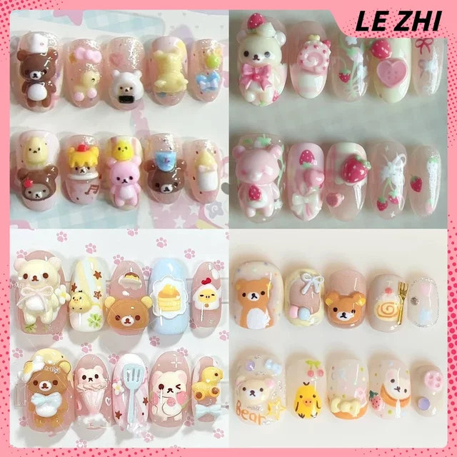 Keeppley Rilakkuma Nail Art Aufkleber, 10 Stück, 3D, Glänzend - Bild 1